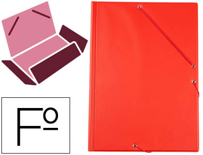 Carpeta de gomas Liderpapel Folio 3 solapas plástico rojo
